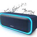 DOSS SoundBox Pro Bluetooth Speaker, 20W Stereo Sound, Active Extra Bass, 20H Playtime, Multi-Colors Lights, Wireless Stereo Pairing, IPX6 Waterproof for Garden, Hiking, Camping, Beach, Party-Blue