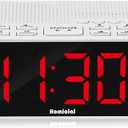 Digital Alarm Clock Radio with AM/FM Radio, Multi-Colors 1.4” LED Digits, Preset, Sleep Timer and Clear Display with Dimmer for Bedroom Bedside, Outlet Powered with Battery Backup (White C)