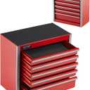 VEVOR Metal Tool Box, 8.6-inch, Portable Metal Tool Box with 5 Drawers, Small Tool Chest with EVA Liners and PP Feet Pads, Heavy-Duty Steel With Ball Bearing Opening and Powder Coated Finish, Red