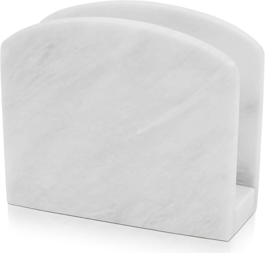 Radicaln Marble Napkin Holder 5.5" Inch White Handmade Dining Table Napkins Holder - Simple Modern Home & Kitchen Paper Towel Holder Countertop For Home Decor