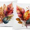 Fall Leaf Pillow Covers 18x18, Fall Room Decor, Rustic Farmhouse Autumn Leaves Botanical Decorative Throw Pillow Covers Pillowcases for Home Living Room Bedroom, Set of 2