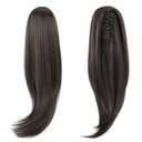 Black Ponytail Extension,16" Short Straight Claw Clip Pony tails Hair Extensions Natural Soft Synthetic Hairpiece for Women - Black Brown