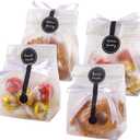 YunKo Cookie Bags for Gift Giving Clear Cellophane Treat Bags for Favors Mini Loaf, Bundt Cake, Hot Cocoa Bomb Packaging With Stickers (100PACK, Black Dot) (Grey)