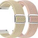 2 Pack Quick Release Braided Bands - 22mm Solo Loop Adjustable Soft Band for Women Men