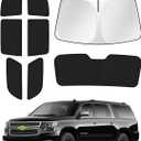 Sunshades for 2021-2025 2026 GMC Yukon XL/Chevy Suburban Accessories Windshield Sun Shade Side Rear Window Shade Cover Sun Visor Shield Privacy Protection Keep Vehicle Cool Black 8PCS