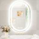 24"x36" Oval LED Mirror for Bathroom,Lighted Bathroom Vanity Mirror with Lights - Anti-Fog,Front Light and Backlit, Dimmable, 3 Colors,Mirror with Touch Sensor