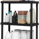 IRIS USA 3-Shelf Light Duty Plastic Storage Shelves, 150lb Capacity, 33" H x 24" W x 12" D, Medium Modular Shelving Unit Storage Organizer for Bathroom, Laundry, Garage & Home, Storage Rack - Black