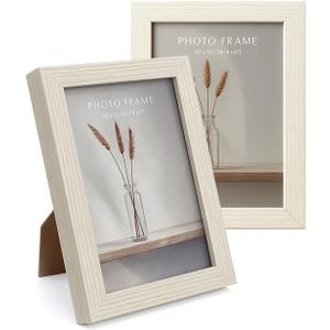 Display 4x6 Picture Frame Set of 2, 4 x 6 Photo Frames with High Definition Real Glass, Horizontal/Vertical Tabletop Display, White 2 Pack