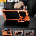 Lanhiem for iPhone 17 Pro Max Metal Case with Kickstand, Compatible with MagSafe, Built in Tempered Glass Screen Protector, Heavy Duty Shockproof Rugged Full Body Tough Phone Cover 6.9" (Orange)