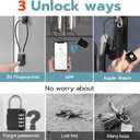 Fingerprint Cable Lock, 6" Long Cable Smart Padlock with Fingerprint Bluetooth APP, Keyless Biometric Waterproof Outdoor Gate Lock for Refrigerator French Door Fence Backyard Pantry