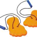 Fun Express 8 3/4" Bright Orange Giant Plastic Feet Stilts with Cording - 8 Pieces, 4 pairs