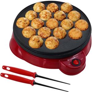 Health and Home Electric Takoyaki Maker With Free Takoyaki Tools - Specialty & Novelty Cake Pans for Takoyaki Octopus Ball, Pop, Ebelskiver, Aebleskiver -Easy Clean