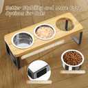 Elevated Cat Bowls with 3 Stainless Steel Bowls | 10 Tilted Anti-Vomiting Raised Cat Food Bowl for Small Cats and Puppies Pet Bowl with Stand, Bamboo