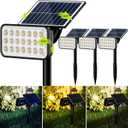 JACKYLED 84-LED Solar Spotlights 5 Lighting Modes 360 Adjustable IP65 Waterproof Super Bright Overnight Solar Spot Lights for Outside with Extendable Spike for Yard, Garden, Lawn, Pathway, 4 Pack (Warm/Cool/Neutral White)