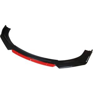 Labwork 4 Pieces Universal Car Front Bumper Lip Spoiler Splitter Body Kit Bright Black Red Tongue
