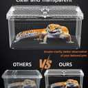 XIGETRAIL Transparent Portable Reptile Terrarium Habitat, Reptile Feeding Box for for Gecko, Tarantula, Scorpion, Spider, Hermit Crab,Frog (12" x 7.7" x 5.1" White)