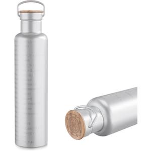 Water Bottle 2.0-1L Insulated Stainless Steel Flask with Numbers, Double Walled Vacuum Thermos for Hot & Cold Drinks, 34 oz BPA-Free Water Activator Bottle