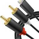 [Apple MFi Certified] Lightning to RCA Cable Audio Aux Adapter2-Male Y Splitter Aux Cord Compatible with iPhone 14 13 12 11 Pro XS XR X 8 7 for Amplifier, Car, Home Theater, Speaker and More (10FT)