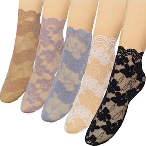 Lace Ankle Socks For Women - 5Pairs ruffle socks women - Fishnet Ankle Women Socks 5-11