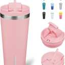 BJPKPK 22oz Tumbler With lid And Straw Stainless Steel Travel Coffee Mug Insulated Tumblers Cups,Light Pink