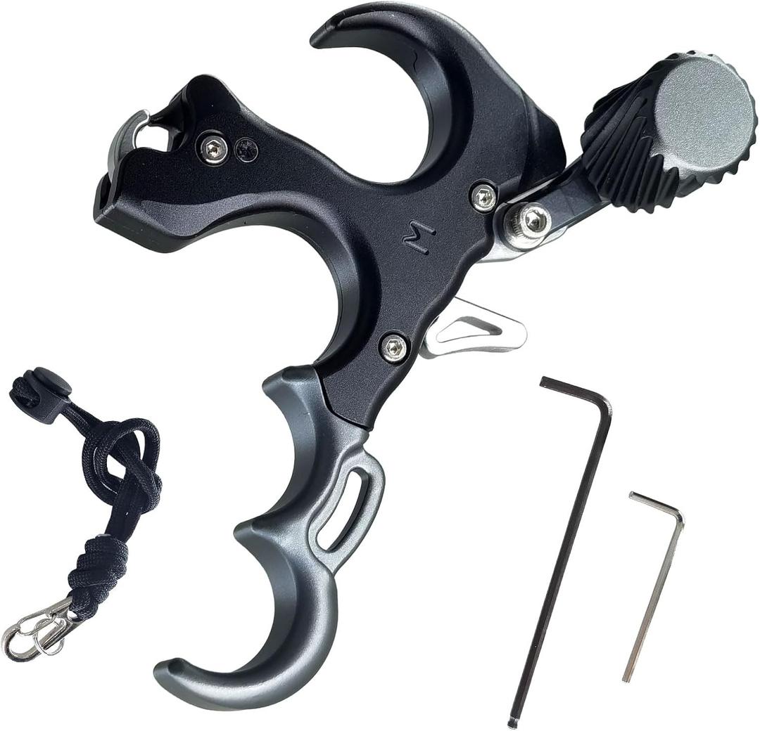 Archery Release Thumb Release for Compound Bow, 3 or 4 Finger Option Bow Release Aid - Left/Right Handed Adjustable Smooth Trigger for Hunting & Outdoor Shooting (Black)