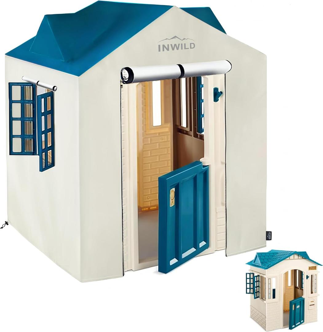 Outdoor Playhouse Cover, All Weather Protective Cover for Little Tikes Cape Cottage Playhouse, Full-Fitting, with Door and Window, 43" W x 35" D x 48" H, (Cover Only, Blue)