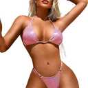 Sparkly String Bikini, High Cut Thong, 2 Piece Sexy Swimsuit, Size: 4-6