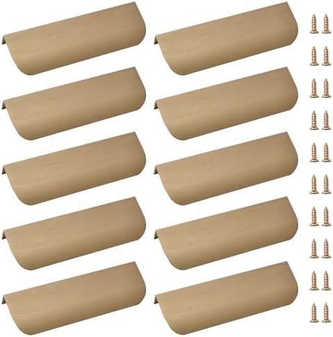 MOROBOR Finger Edge Pull, 9 PCS Concealed Rounded Edge Drawer Handles, Aluminum Alloy Invisible Wardrobe Handles for Cabinet Hardware Drawer, 120 mm/Bronze