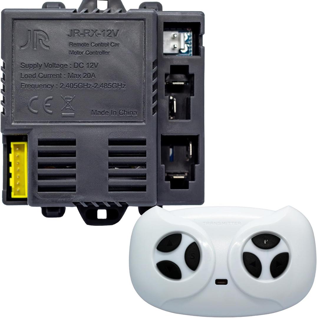 JR-RX-12V 2.4G Bluetooth Remote Control and Control Box Receiver Kit with Replacement Accessories, 12V JR1630RXS Remote Control Car Motor Controller for Kids Ride On Car Parts