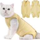 Avont Cat Recovery Suit - Kitten Onesie for Cats After Surgery, Cone of Shame Alternative Surgical Spay Suit for Female Cat, Post-Surgery or Skin Diseases Protection -Yellow(S)