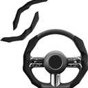 Suede Steering Wheel Cover with Anti-Slip Lining and Segmented Design 2pcs Universal Steering Wheel Protector for Men and Women, Car Interior Accessory (Suede Black)