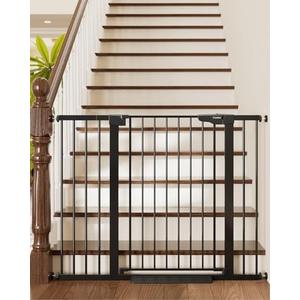 Cumbor 36" Extra Tall Baby Gate for Stairs, 29.7-48" Wide Dog Gates for Doorways, Auto Close Safety Gate for Babies and Pets, Easy Install, Pressure Mounted, Fits Doorways, Stairs, Entryways, Black