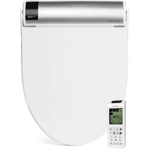 Bio Bidet BB2000 Electric Bidet Toilet Seat, Warm Water with Air Dryer, Heated Seat with Sensor and Slow Close Lid, Night Light, Remote Control, Round, White