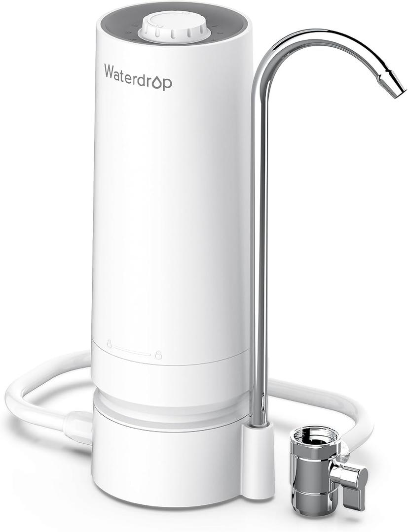 Waterdrop CTF-05 Water Filter for Sink Faucet, Countertop Water Filter System and Filter Life Reminder, Reduces Heavy Metals, Bad Odor, and 99% Chlorine, 4000 Gallons, 1 Filter