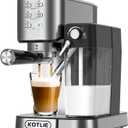 KOTLIE Espresso Coffee Machine with Milk Frother, One-Touch Automatic Coffee maker for Espresso/Cappuccino/Latte, ESE Pod Compatible, 20Bar Pump, Dual Heat System 1350W and 900W (120, Volts) (Metal)