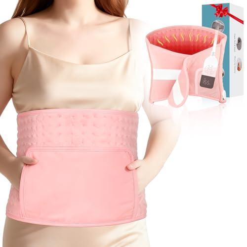 51" Heating Pad for Period Cramps Built with Hand Warmer Pocket, Controller Pocket & 9.84ft/3M Extra-Long Cord, Adj. Temp Timer Auto Shut Off Wrap Around Heated Pad for Women Back Abdomen Pain Relief