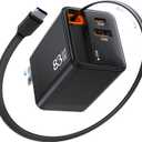 Retractable Charger, 83W Retractable USB C Charger with Type-C Cable and QC18W PD30W Port, PD PPS Fast Charging Block with Foldable Plug for iPhone 17 16 15 14 13 12 11, Galaxy, LG, Pixel, Tablet