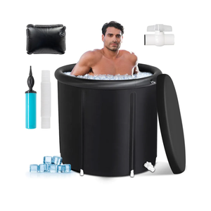 Outvita Ice Bath Tub for Athletes, 105 Gal Multiple Layered Portable Cold Plunge Tub with Cover for Recovery & Cold Water Therapy, Inflatable Ice Barrel for Family Gardens Indoor Outdoor Gyms Arena