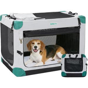 Gardner Pet Soft Collapsible Dog Crate - 30 Inch Portable Travel Dog Crate for Small/Medium Dogs Indoor & Outdoor, 3-Door Pet Crate with Durable Mesh Windows & Storage Bag, Grey