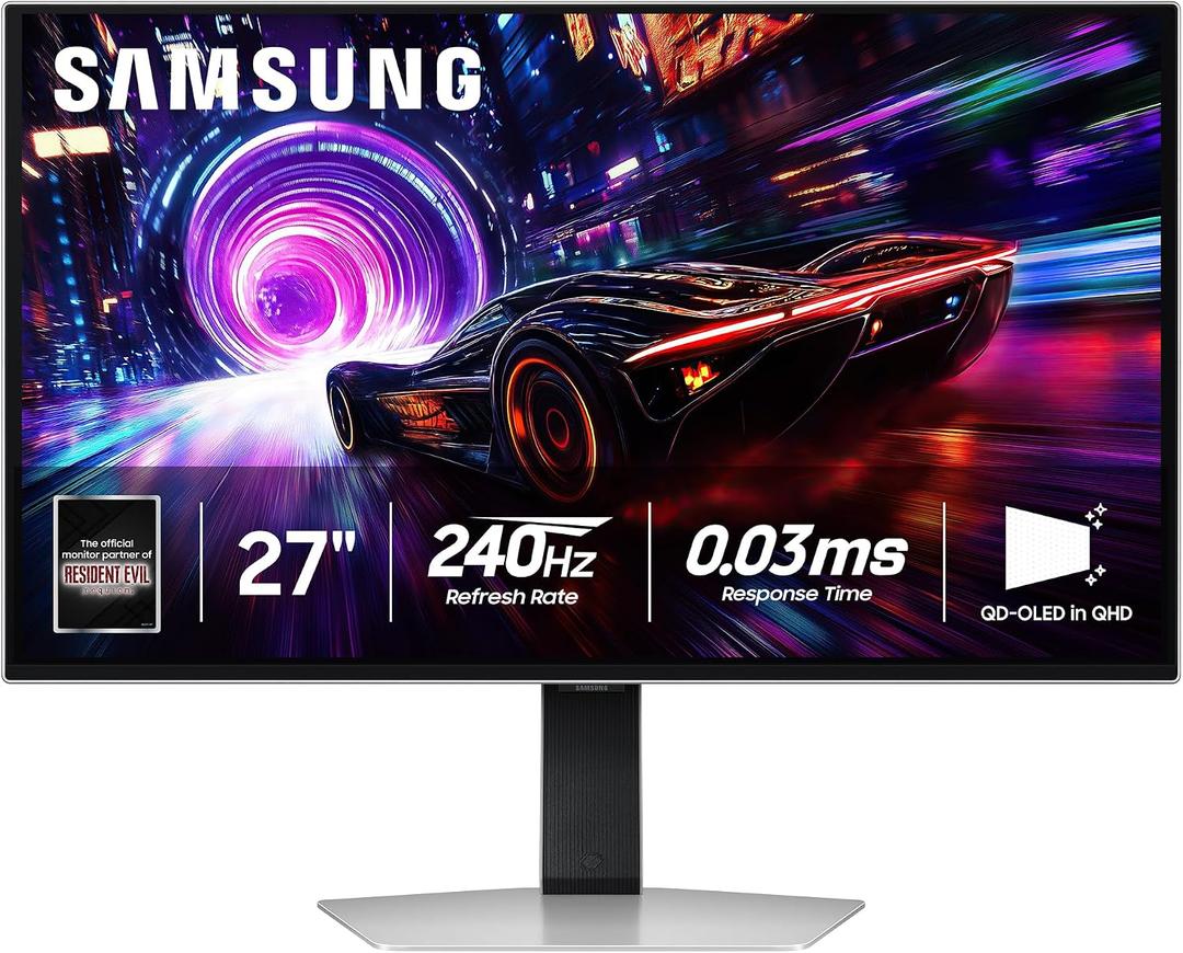 SAMSUNG 27-inch Odyssey QD-OLED G8 (G81SF), 4K, 240Hz, Gaming Monitor, 0.03ms Response Time, DisplayHDR True Black 400, AMD FreeSync Premium Pro, Ergonomic Stand, LS27FG810SNXZA, 2025