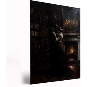 Antique Library Wall Art, Dark Academia Painting, Vintage Books Print, Vintage Library Art, Dark Cottage Core Victorian Wall Art, Book Lover Decor Gift For Reader16x24inch Framed Art (40)