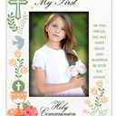 BELLA BUSTA- My First Holy Communion Picture frame-Cross and Chalice, Religion, Christian Traditions Occasion-Engraved Photo Frame (5x7 Vertical (Wood))