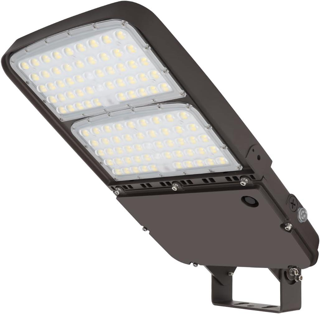 300W LED Parking Lot Light with Dusk to Dawn Photocell, Outdoor Dimmable Area Lights with Trunnion Mount, 45000LM 5000K Daylight 100-277V IP65, Power Selectable (300W) ETL