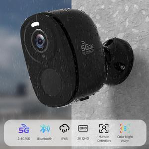 5G/2.4GHz WiFi Security Cameras Wireless Outdoor, 2K Battery Home Security Camera with AI Detection, Siren, Surveillance Indoor Home Camera, Color Night Vision,2-Way Talk,IP65, Cloud/SD, Works Alexa (Black)