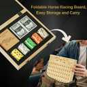 Horse Race Board Game, Foldable Horse Racing Game for Adults with 12 Laser Wooden Horses, 100 Pcs Poker Chips 2 Dice 2 Pack of Cards for Family Game Nights Party Gifts Tabletop Parties(Log)