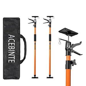 2PK Steel Telescopic Adjustable 3rd Hand Support System, Supports up to 154 lbs, Extends from 49 Inch to 114 Inch for Construction Rods, Cabinet Jacks, Cargo Bars, Drywalls 