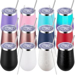 MEWAY 12oz Stainless Steel Tumbler with Lid - Double Wall Vacuum Insulated Swig cups for Hot and Cold Drinks, Ideal for Coffee, , Beer, gifts for Women under 10 dollars(Mix, Set of 12)