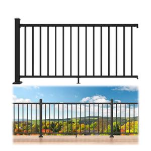 Egadis 36 in. H x 6 ft. W Porch and Deck Railing Kit, Aluminum Railing Kit, Black Textured AAMA 2604 Powder-Coat Finish Modular Rail System for Outdoor Decks, Porches & Balconies (1 Post, 1 Panel)