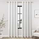 Off White Linen Blackout Curtains 84 Length 2 Panels Set for Living Room Bedroom, 100% Black Out Thermal Insulated Linen Drapes, Room Darkening Grommet Curtains 84 Inches Long, Off White