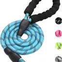 PETANK Rope Dog Leash 4 FT with Comfortable Padded Handle and Highly Reflective Threads for Small Medium Dogs (Blue, 4FT*2/ 5")